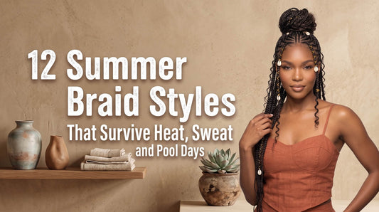 A woman with half-up braided hair and wavy tendrils wearing an orange top next to folded towels and a succulent plant.