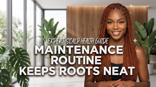 A smiling woman with neat, copper-colored box braids posing in front of a modern wood-paneled wall.